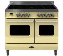 BRITANNIA  Delphi 100 Twin Electric Induction Range Cooker - Gloss Cream & Stainless Steel